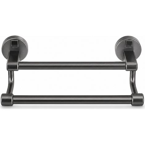 Portasciugamani doppio a ventosa per bagno 40 cm grigio (1/5)