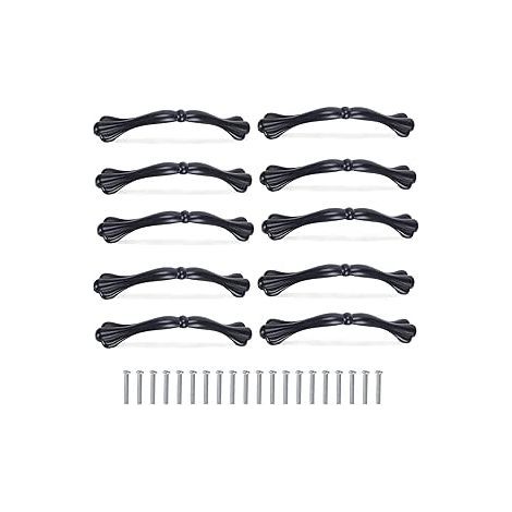 10 Stück schwarze Küchenschrankgriffe, 128 mm, Schubladengriffe aus Metall, Möbelknöpfe aus Aluminiumlegierung, inklusive 20 Schrauben für Küchenschränke (1/5)