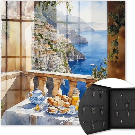 Armoire à clés - (30 cm x 30 cm) - Boîte à clés murale - Coffret de rangement pour clés - Couleur noire - Ouverture vers la gauche - Pour maison et bureau - Petit-déjeuner sur la terrasse (1/5)