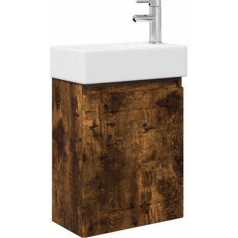 Mobile bagno con rubinetto Rovere Fumo 45,5 x 25,5 x 84 cm vidaXL (1/5)