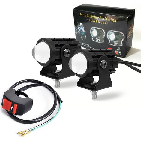 1 pair and switch, the motorcycle is suitable for two-color small steel barrel 12-80V waterproof electric vehicle motorcycle spotlight LED headlight motorcycle headlight (1/5)