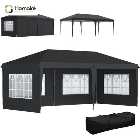 HOMAIRE Pavillon Pop-up Faltbar 3x6m Wasserdicht avec 4 Parois Latérales, Fenêtres et Protection UV