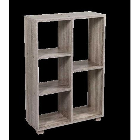 ERMES LIBRERIA IN LEGNO CON 5 VANI APERTI 60 X 24 X 87 CM COLORE OLMO