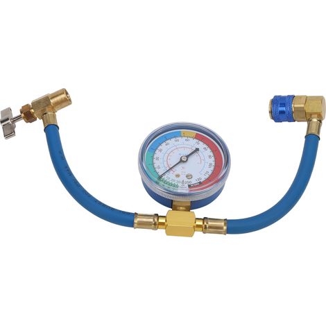 Manomètre de pression pour tuyau de liquide de refroidissement de climatisation automobile R134A, 0-250 psi, à valve unique fluorée (1/5)