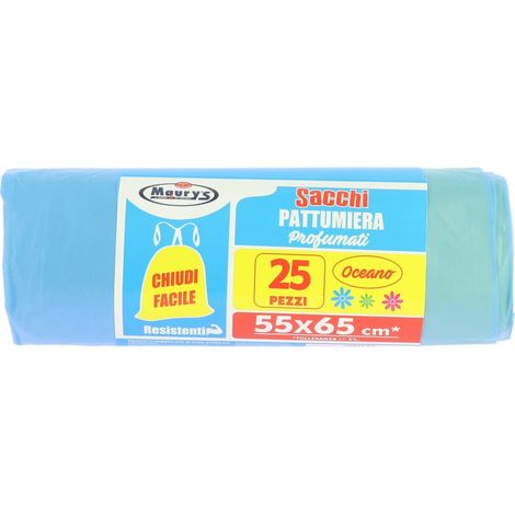 MAURY'S SACCHI PATTUMIERA 55X65 DA 25PZ CHIUSURA FACILE OCEANO