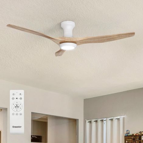 Ventilateur de Plafond avec Lumière Silencieux, 126cm Lustre Ventilateur de Plafond, Moteur DC, 3 Couleurs LED Dimmable Mémoire 6 Vitesses Ventilateur Plafond pour Chambre Salon, Couleur bois (1/5)