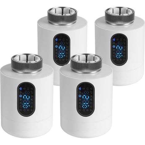 Wolketon Termostato connesso per radiatore, 6 modalità e rilevamento finestra, Bianco, Set da 4 (1/5)