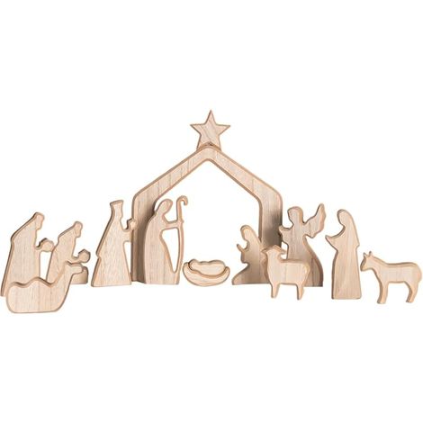 Dekorative hölzerne Weihnachtskrippe, religiöse Weihnachtsfigur aus Holz (1/5)