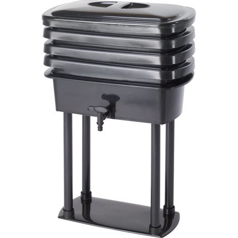 Lombricomposteur Compost'home 32 litres noir - 4 bacs de 8 litres + robinet - Belli