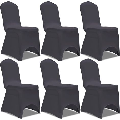 Housse de chaise extensible, 6 pièces, anthracite (1/5)