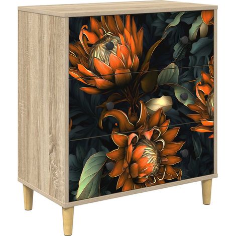 Cassettiera LOCHEM Stampa arancione 66 x 36,5 x 75 cm Sonoma vidaXL (1/5)