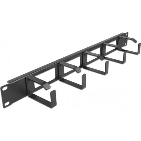Delock Panel de gestiÃ³n de cables de 19 con abertura y 5 ganchos 1U negro