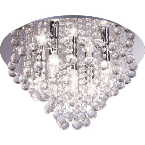 Plafoniera tonda glamour cromo cristalli London 5xE14 Reality (1/3)