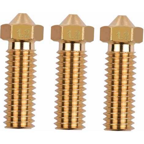 Set mit 3 Messing-Vulkandüsen für 3D-Drucker, M6-Gewinde, 1,2-mm-Extrusionskopf, Sidewinder X1 TEVO Little Monster, 1,75-mm-Filament (1/2)