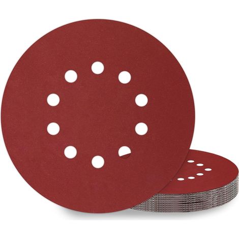 Disques de Ponçage 225 mm 10 Pièces Grain P240 10 Trous Disques Abrasifs 225 mm Ronds Papier Abrasif for Ponceuse (1/5)
