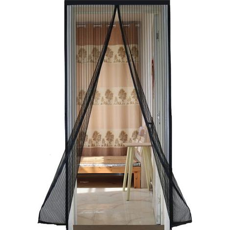 Magnetic door mosquito net, automatic closing, installation kit and adhesive strip included, 100x210 cm, black. (1/5)