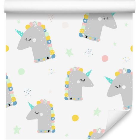Carta da parati con simpatici unicorni addormentati per soggiorno e camera da letto, 50x1000 cm (1/5)