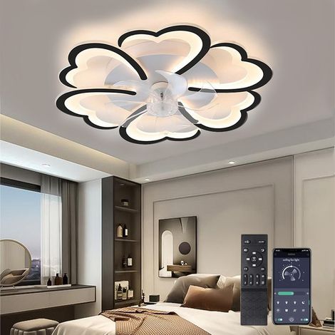 Plafonnier Ventilateur LED Cœur 68 cm avec Télécommande et Application, Lumière Réglable, Ventilation Variable, Moteur DC Silencieux, Décoration Intérieure (1/5)