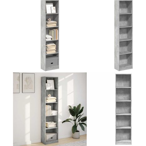 Estantería de madera de ingeniería gris hormigón 40x24x176 cm - Almacenamiento - Estantería gris hormigón