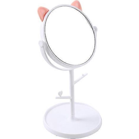 Miroir de table mignon en forme d'oreilles de chat - kawaii et miroir de coiffeuse, convient pour la salle de bain ou la chambre - blanc (1/5)