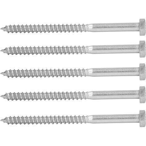 Vis autotaraudeuse en acier inoxydable 304, tête hexagonale, filetage partiel, M6 x 90 mm pour bois (1/5)
