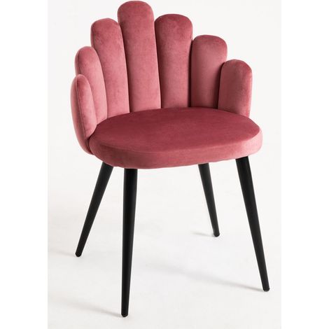 Sillas Comedor - Silla Hand Terciopelo Patas Negras - Rosa (1/5)