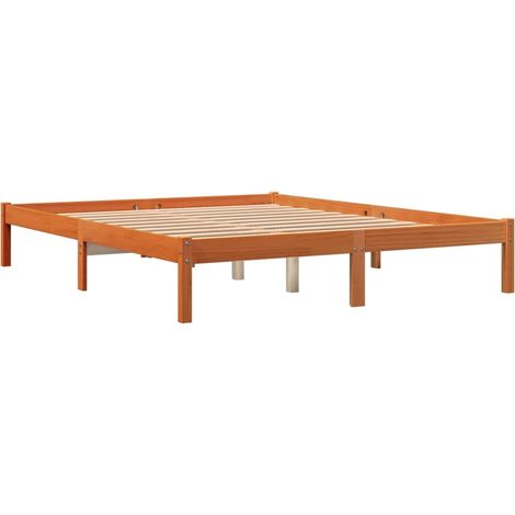 Cama sin colchón madera maciza pino marrón cera 150x200 cm vidaXL (1/7)