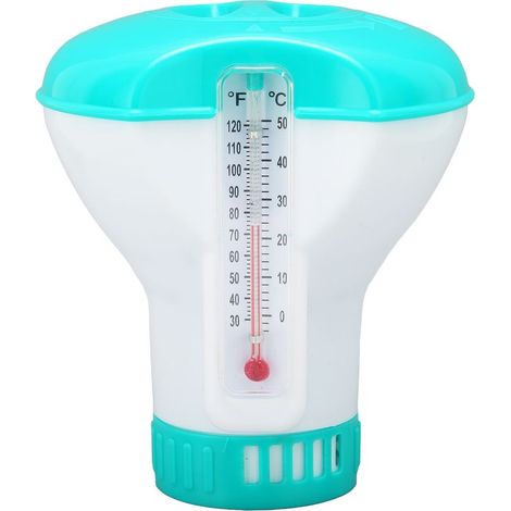 Flotteur de Chlore pour Piscine avec Thermomètre et Distributeur de Produits Chimiques Réutilisable Bleu Lac (1/5)