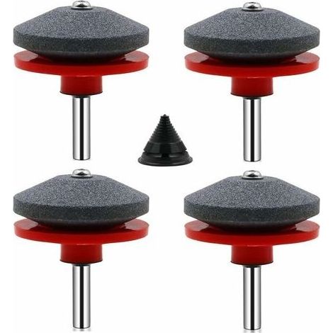4 Pièces Affuteur Lame Tondeuse Gazon Universel Aiguiseur de Tondeuse Accessoires pour Tondeuses avec 1Pcs Kit D'équilibrage de Lame,50 x 47mm (1/4)