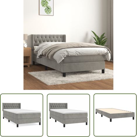 The Living Store Boxspringbett mit Matratze Hellgrau 100x200 cm Samt - Samtbett - Boxspringbett - Doppelbett - Bettauflage - Matratze (1/5)
