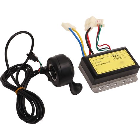 Kit de 2 pièces comprenant un contrôleur de vitesse pour moteur CC et une poignée d'accélérateur pour moto, scooter et tricycle (12 V, 250 W). (1/5)