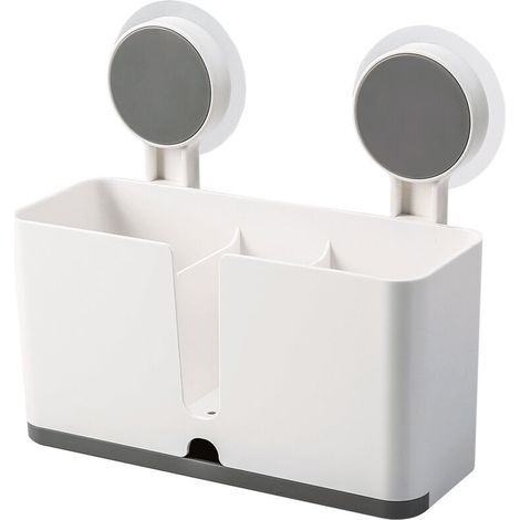 Accessoire de salle de bain, étagère de rangement pour évier de cuisine avec 2 ventouses, blanc