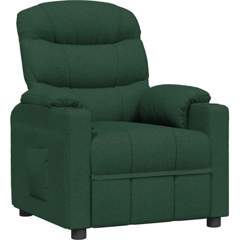 vidaXL Sillón reclinable de tela verde oscuro (1/5)