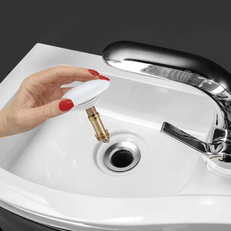 QAZQA Bonde de Lavabo Pop-Up, Bonde de lavabo en laiton avec Noyau de Rebond en laiton, Bouchon Pop-up Universel pour évier de Cuisine et de Salle (1/5)