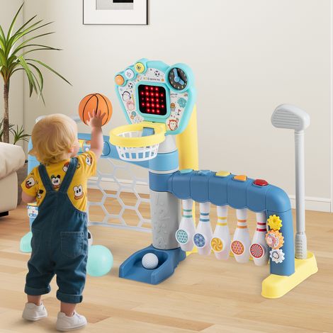 Centre de sport 5 en 1 pour enfant multicolore avec panier de basket réglable, sons et musique, pliable pour la maison et le jardin (1/5)