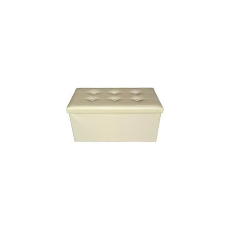 Pouf de rangement rectangulaire Rebecca Mobili – Coffre avec couvercle, beige et blanc, 38 x 76 x 38 cm (1/3)