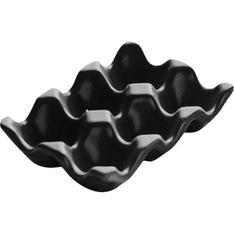 Eierablage mit 6 Fächern, Eierspender für 6 frische Eier, rutschfester Eierbehälter für Kühlschrank, Restauranttheke, Zuhause-Black (1/5)