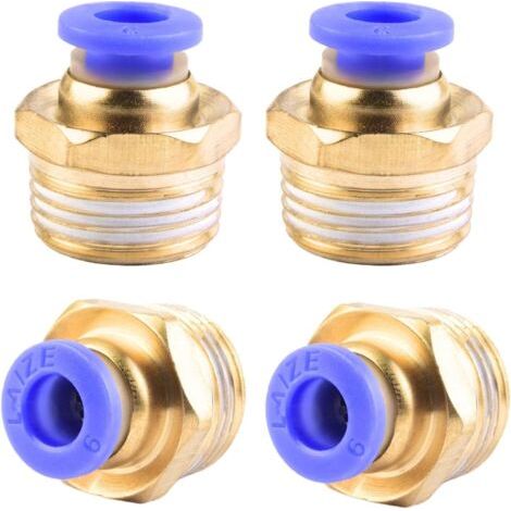 4 pièces 10 mm 1/2′′PT filetage extérieur droit Push to Connect Raccords de tube à emboîter pneumatique connecteur rapide PC PC6-3/8\ (1/5)