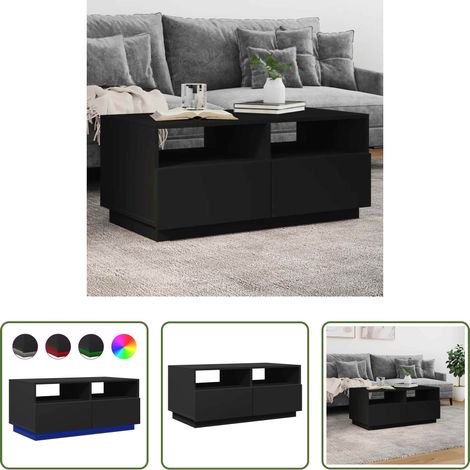 LED Beleuchtung - Couchtisch mit LED-Leuchten Schwarz 90x49x40 cm (1/5)