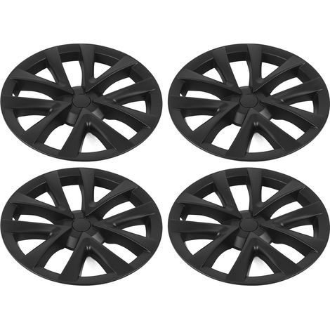 4Jantes enjoliveurs 18 pouces pour Tesla Model 3 2017-2023, style Plaid, noir mat, protection intégrale, structure renforcée, remplacement facile, lot de 4 pièces. (1/5)