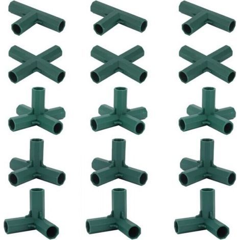 Lot de 15 Connecteurs De Cadre De Serre, Connecteurs d'angle pour Cadre De Jardin Tige d'hélice de 16 mm 5 Types de Support Stable Robuste pour Serre (1/4)