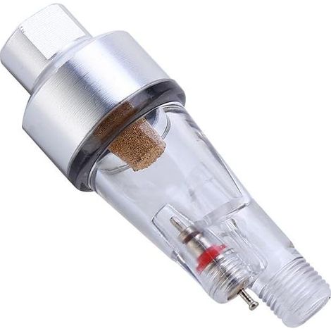 Trampa de agua para aerógrafo, mini filtro de aire en línea, conector de manguera de 1/8 pulg., humedad para pistola de aerógrafo (1/5)