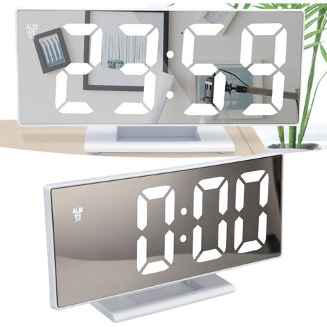 LED-Digitalwecker mit Spiegeldisplay, USB-Anschluss und automatischer Dimmfunktion für Büro und Schlafzimmer