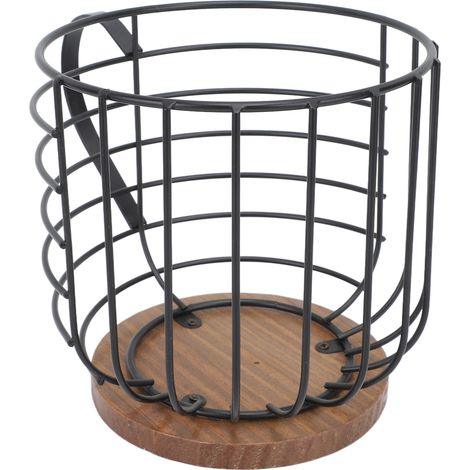 Porte-dosettes de café en fer, grande capacité, gain de place, base en bois, organisateur de rangement pour dosettes de café, idéal pour la maison ou le coin café, noir avec couvercle. (1/5)
