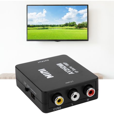 Mini adaptateur AV vers HDMI 1080p 60 Hz haute définition avec câble USB, noir (1/5)