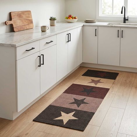 vidaXL Tappeto da Cucina Stelle rosse 150 x 45 cm 100% Poliammide (1/4)