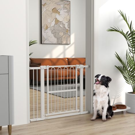 Barrière de sécurité pour chien, 76-104 cm, barrière sans perçage, barrière d'escalier (1/5)