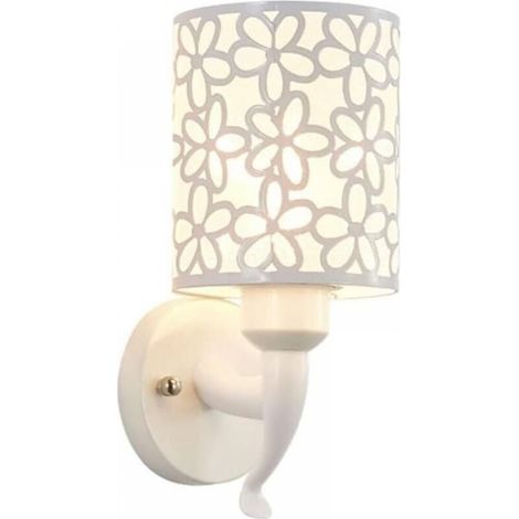 Applique murale LED blanche moderne style nordique avec abat-jour floral pour couloir, escalier, chevet，Blanc (1/5)