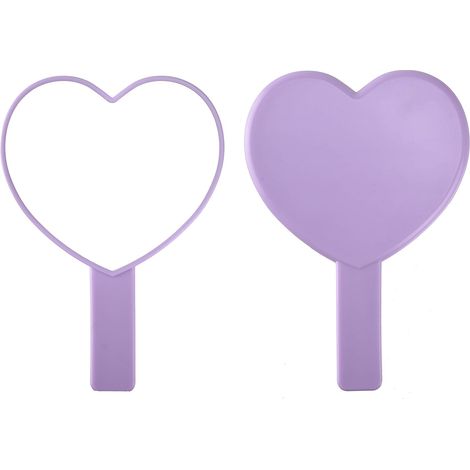 Miroir De Voyage En Forme De Coeur - Miroir À Main Avec Poignée - Pour Maquillage Et Soins Personnels - 1 Pièce (1/5)