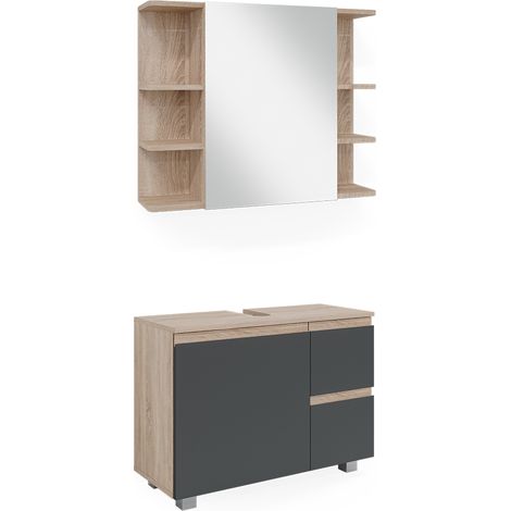 Set mobili bagno J-Shape, Sonoma, 2 parti, Vicco
